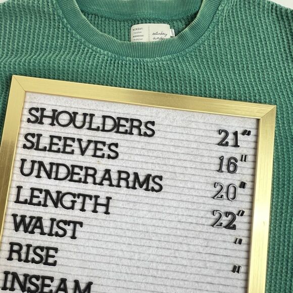 Saturday Sunday Aliana Waffle Knit Top Anthropologie Shirt Green Boho Sz XSP - Picture 9 of 9